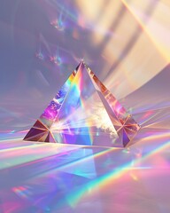 Aufkleber - Surreal Prism Refraction Effect in Dynamic Light Environment, Abstract Geometric Concept