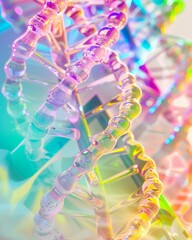 Poster - Vibrant DNA Double Helix Model Highlighting Advances in Genetic Research, Set Against a Futuristic, Colorful Backdrop During DNA Day