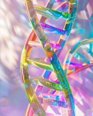 Poster - DNA Day Extravaganza: A Vibrant Close-Up of a DNA Double Helix Model with Futuristic, Colorful Backdrop, Symbolizing Genetic Research Advances