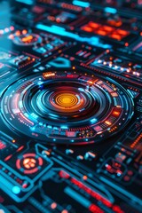 Poster - Futuristic Privacy Protection Interface: Holographic Displays and Advanced Technologies in a Close-Up Image