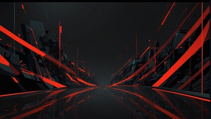 Abstract futuristic black and red gaming background.