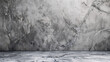© Bi - Empty Studio room of gray marble wall texture background with rough floor,Top view of nature marble table with cracked surface pattern, 3D banner with Copy space for loft design concept