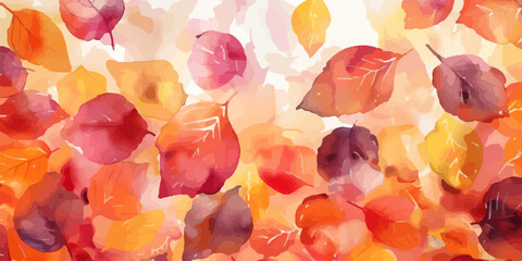 Wall Mural - watercolor autumn leaves background