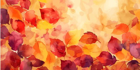 Wall Mural - watercolor autumn leaves background