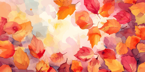 Wall Mural - watercolor autumn leaves background