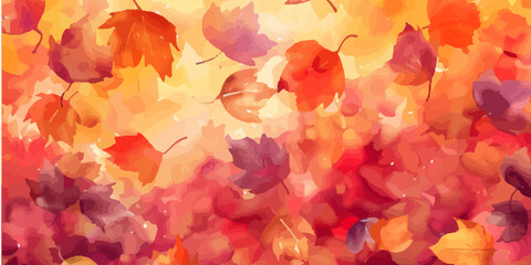 Wall Mural - watercolor autumn leaves background