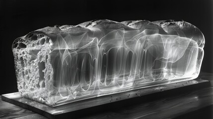 Poster - X-ray scan of a loaf of bread, showing the air pockets and density.