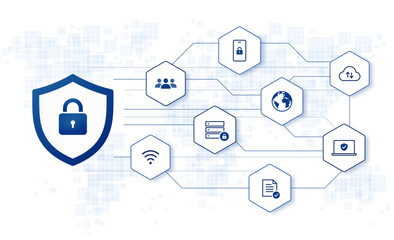 Data privacy and cyber security. editable stroke vector illustration