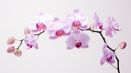 Wall Mural - blooming orchid with delicate petals on a white background 
