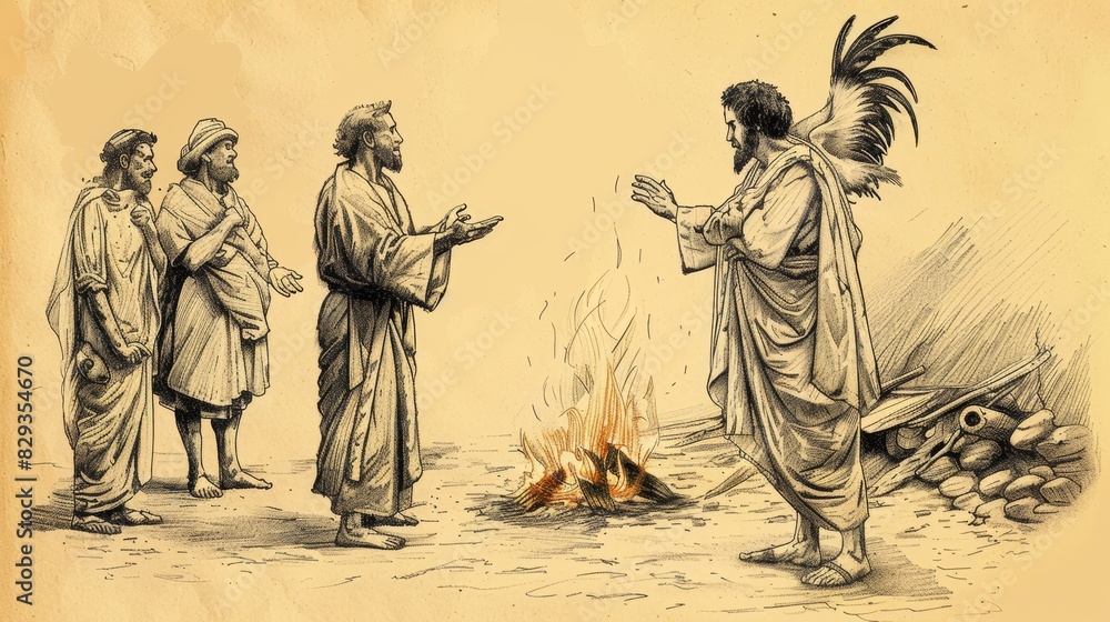 Biblical Illustration: Peter Denies Jesus, Peter Denying Jesus Three ...