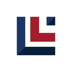 Wall Mural - a simple logo of letter ll in square shape in red and blue color with shape like ceramic tile patter