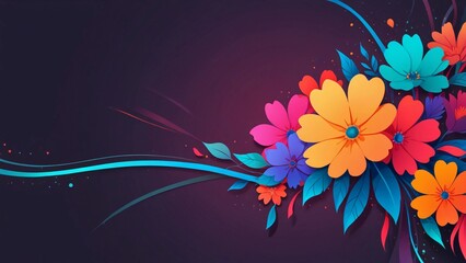 Wall Mural - abstract background with flowers