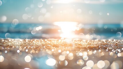 sunny beach with sparkling ocean waves
