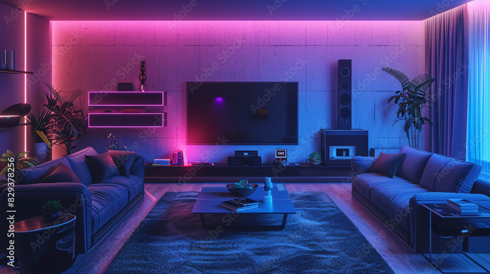 Illustration Stock An isometric view of a modern living room in an AI ...
