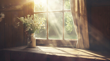 Wall Mural - a peaceful scene of sunlight streaming through a forest