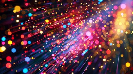 Wall Mural - a cascade of vividly colored quantum particles symbolizing the visualization capabilities of quantum