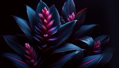 Illustration of Alpinia flowers with a dark, moody aesthetic