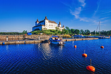 Sticker - View at Läckö castle in the lake vänern at the marian in Sweden