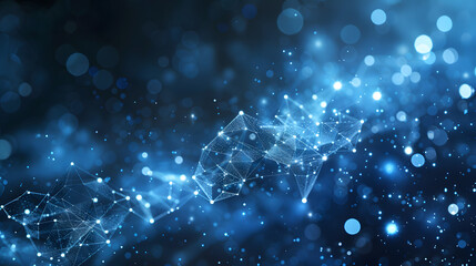 Wall Mural - blue tech influenced background with light and dots