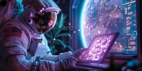 Astronaut Handling Mysterious Substance in Space Lab, generative ai