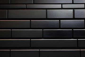 Wall Mural - Black brick wall Background of dark stone texture, old dark black brick wall.