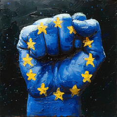 Wall Mural - Hand Painted with European Flag in a Fist