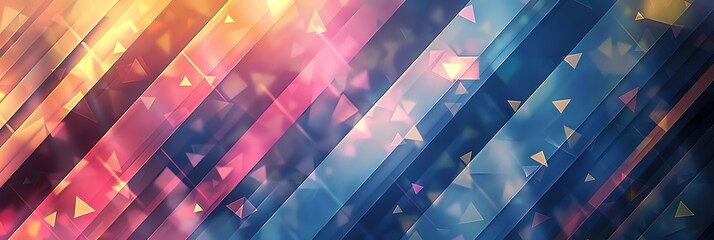
triangle line on regular blue, gold, and pink blue three-dimensional striped background, glow , black background