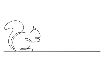 Wall Mural - Squirrel continuous one line drawing vector illustration. Premium vector 