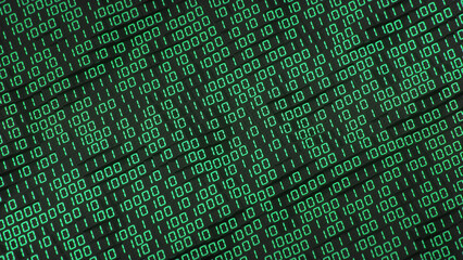 Digital binary computer code 3D render