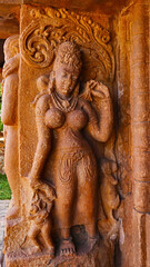 Wall Mural - Carved Idol of Ganga on the Entrance of Huchapayyagudi Temple Complex, Aihole, Bagalkot, Karnataka, India.