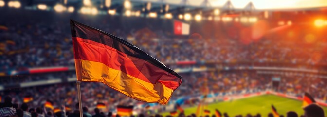 Wall Mural - German flag at stadium. Soccer concept. Football background