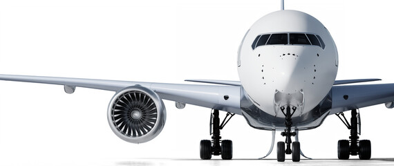 Passenger aircraft front view on transparent background