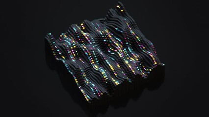 Colorful digital binary code. 3D render seamless loop animation