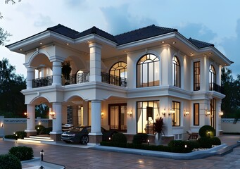 Wall Mural - Three-story white villa