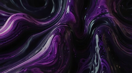 Wall Mural - purple and blue paint swirls on a black background