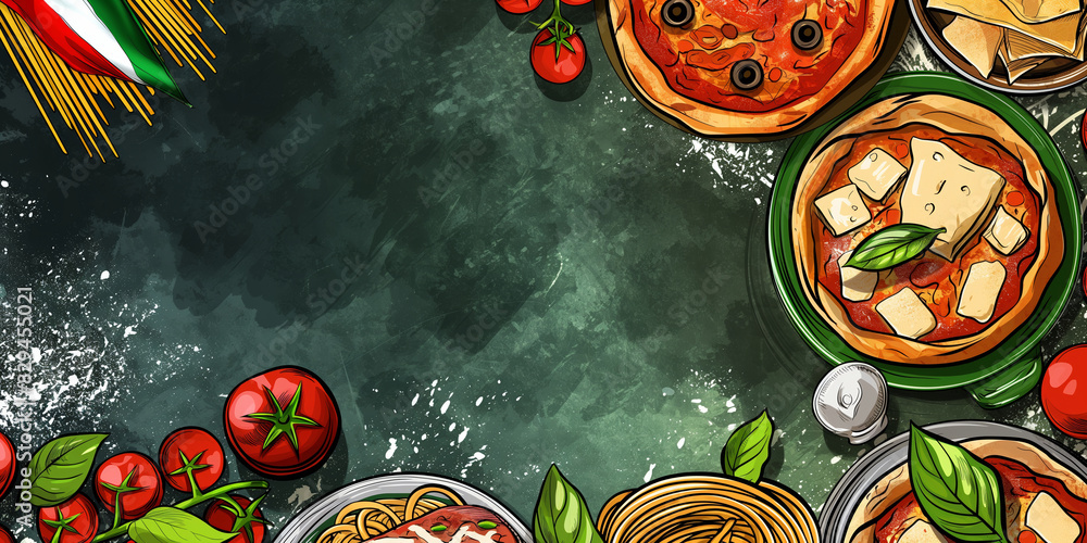 Menu Italian Style Background Italian food and flag creative background for menu and restaurant ...