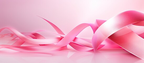 Wall Mural - beautiful pink ribbon on bright background copy space