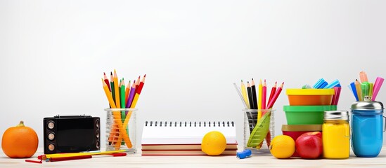 Aufkleber - school supplies isolated on white background. copy space available