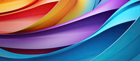 Aufkleber - graphic abstract image of colorful origami pattern made of curved sheets of paper. copy space available