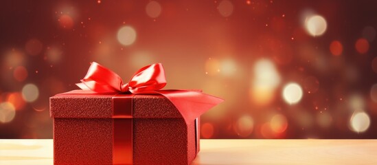 Poster - Red gift box for christmas theme on the red background. copy space available