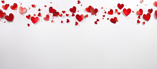 Wall Mural - scattered red hearts on a white background Excellent background to the day of Saint Valentine copy space heart picture