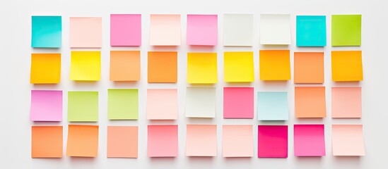 Poster - color blank sticky notes in box isolated on white background clipping path. copy space available