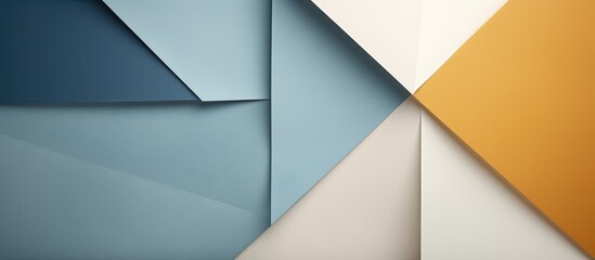 Aufkleber - Texture of craft white yellow and blue shade color paper background macro Structure of vintage abstract cardboard with geometric shape and gradient Felt backdrop closeup. copy space available