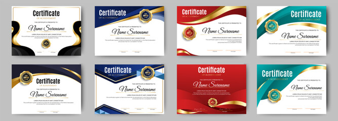 Wall Mural - certificates of completion template with luxury badge and modern line and shapes. horizontal certifi
