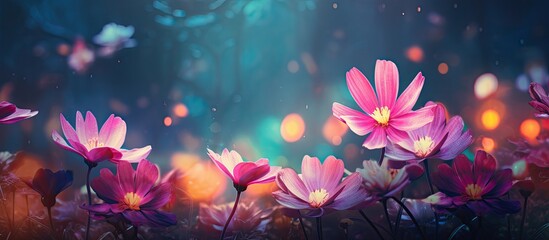 Colorful filter and texture techniques create stunning flowers. Copyspace image
