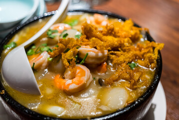 Poster - Seafood bowl with deep fried egg