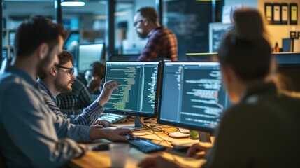 Programmer working with software development and data coding in office AIG41