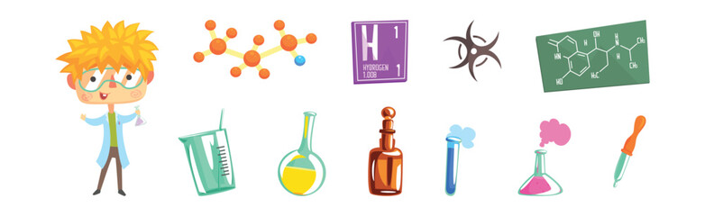 Sticker - Chemist Equipment and Tool for Chemical Laboratory Vector Set