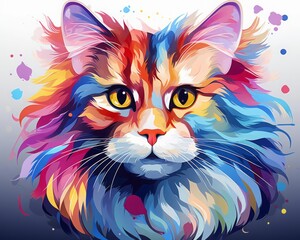 Wall Mural - cat flat design top view theme lake water color triadic color scheme