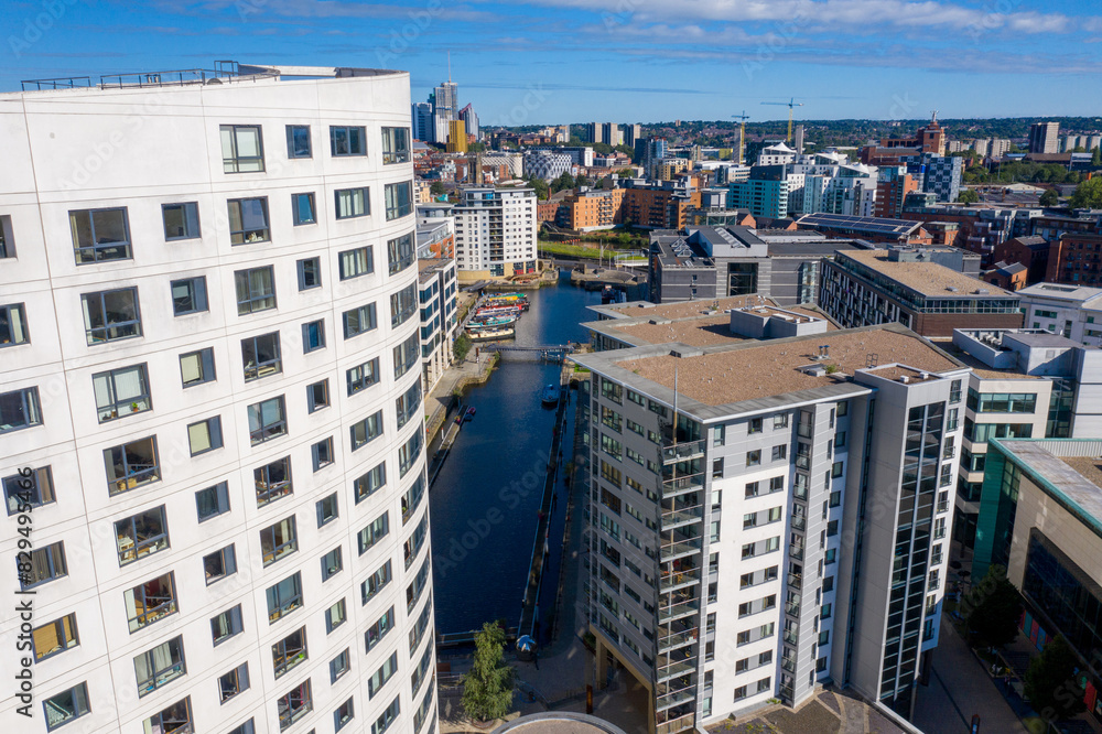 Aerial photo of the Leeds City Centre showing the area in Leeds knows ...